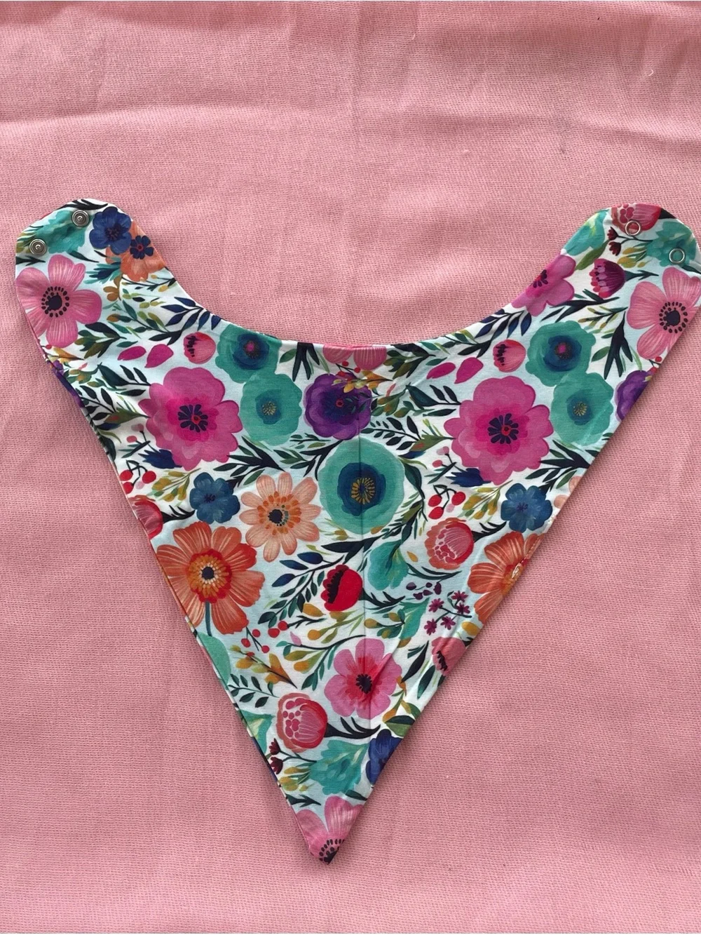 Watercolor Floral Baby Bandana Bib with Snap Closure